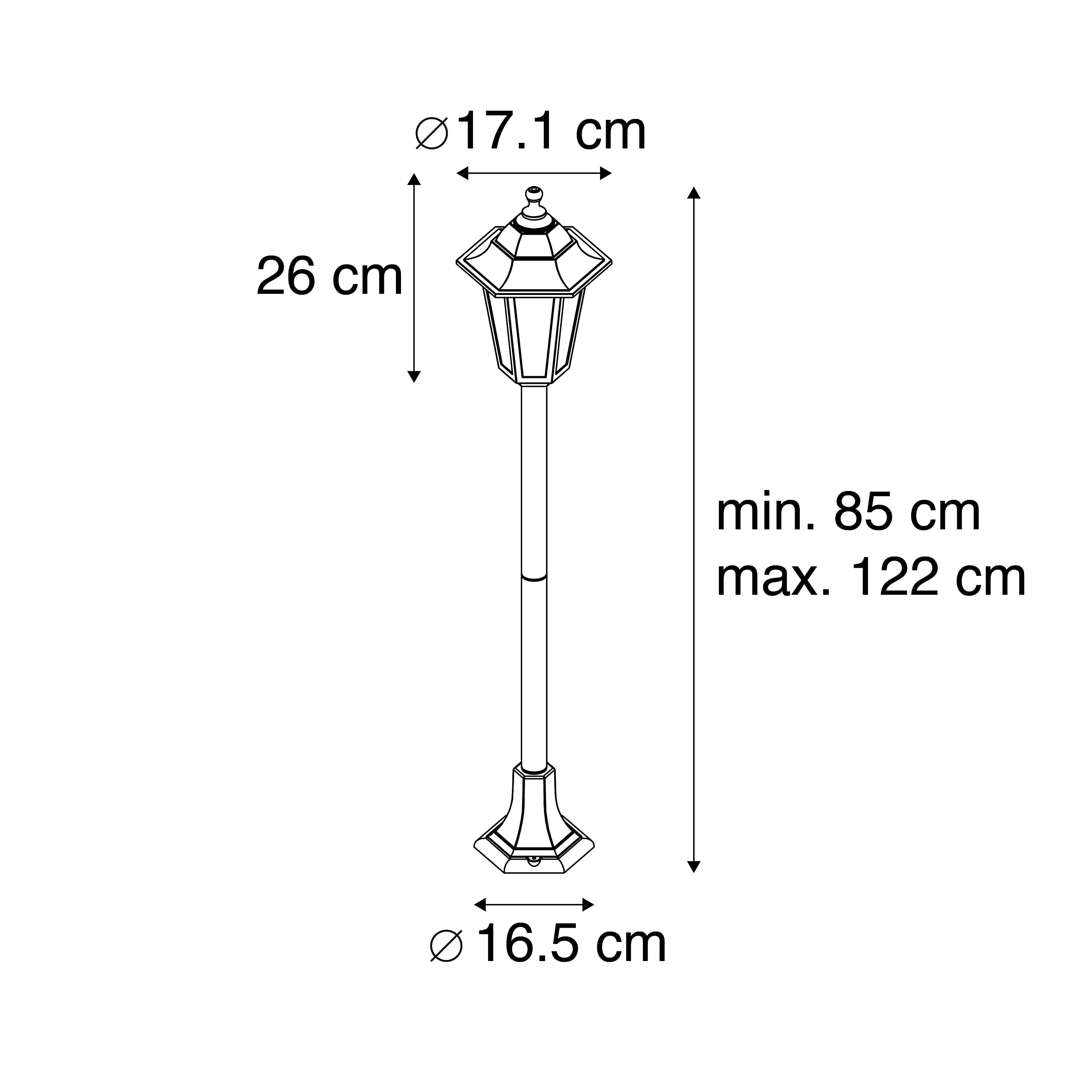 QAZQA new haven - Palo da giardino Classico - 1 luce - Ø 171 mm - Oro/Ottone - Design I Rustico - Illuminazione esterna