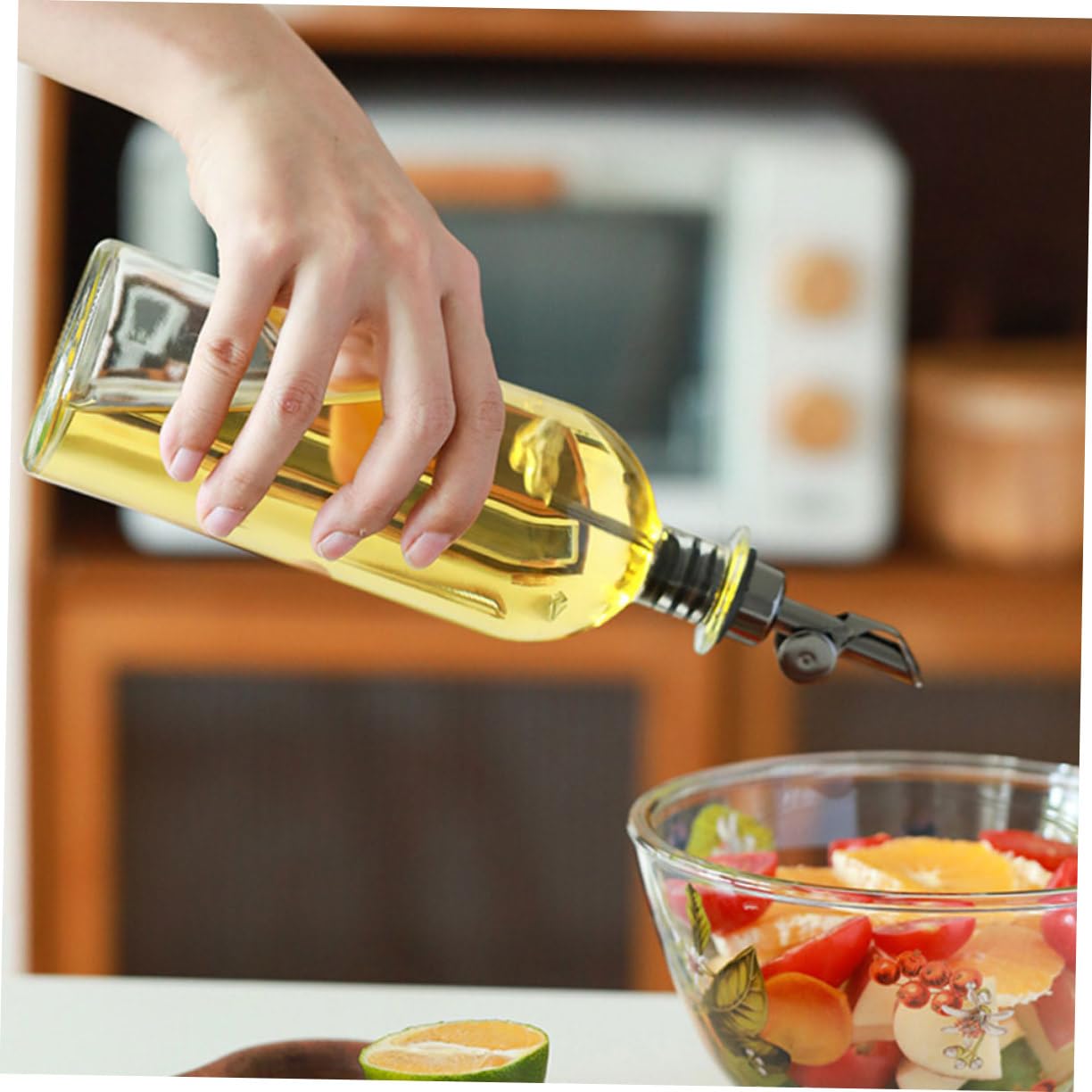 Dosatore per Olio in Vetro 2 Pezzi da 500ml, Contenitore Robusto per Olio e Aceto, per Cucina Domestica e Ristoranti, Uso Duraturo e Pratico