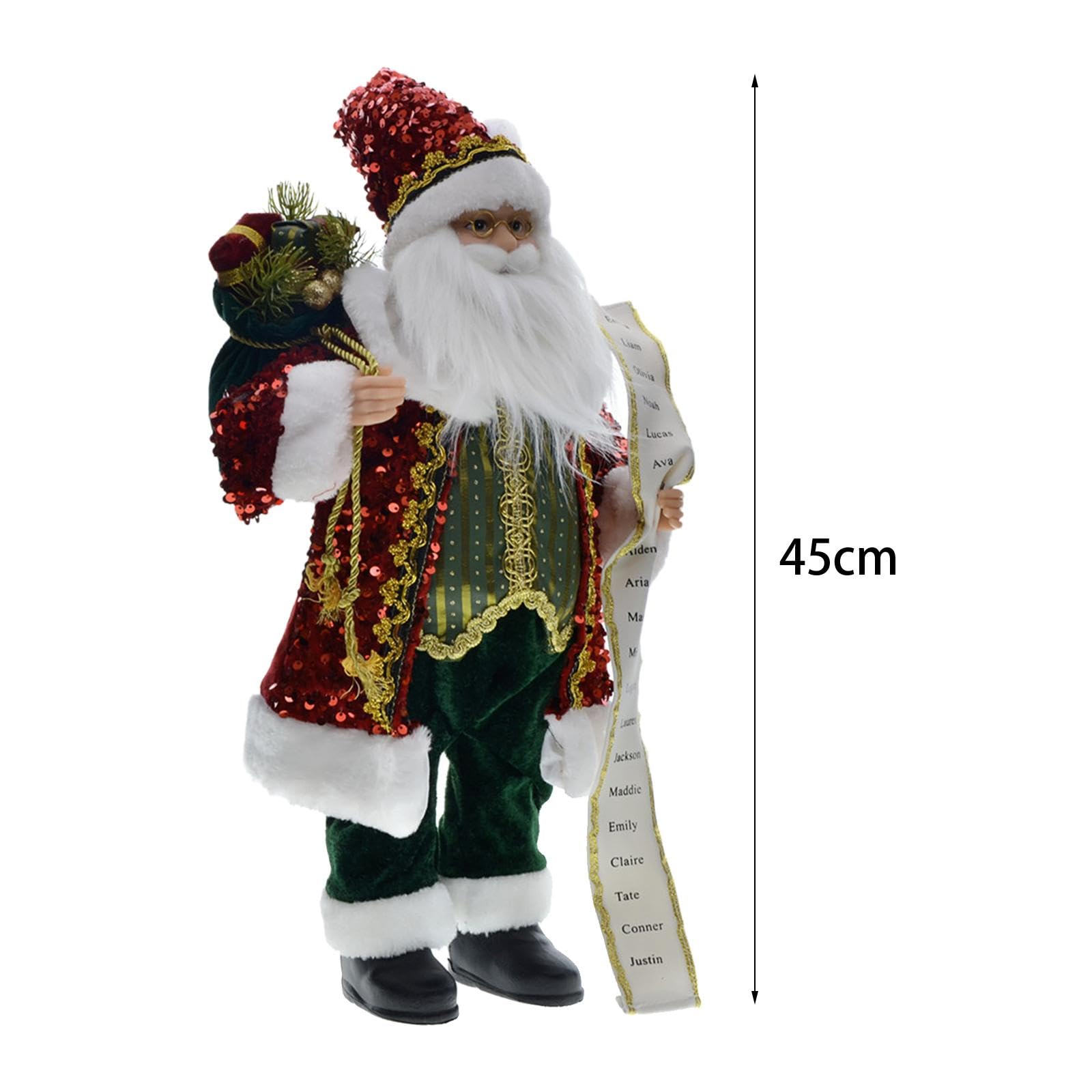 predolo Muñeco navideño de Papá Noel, decoración navideña con Lentejuelas de 45cm de Altura para Ambiente Festivo, 2023, Rojo