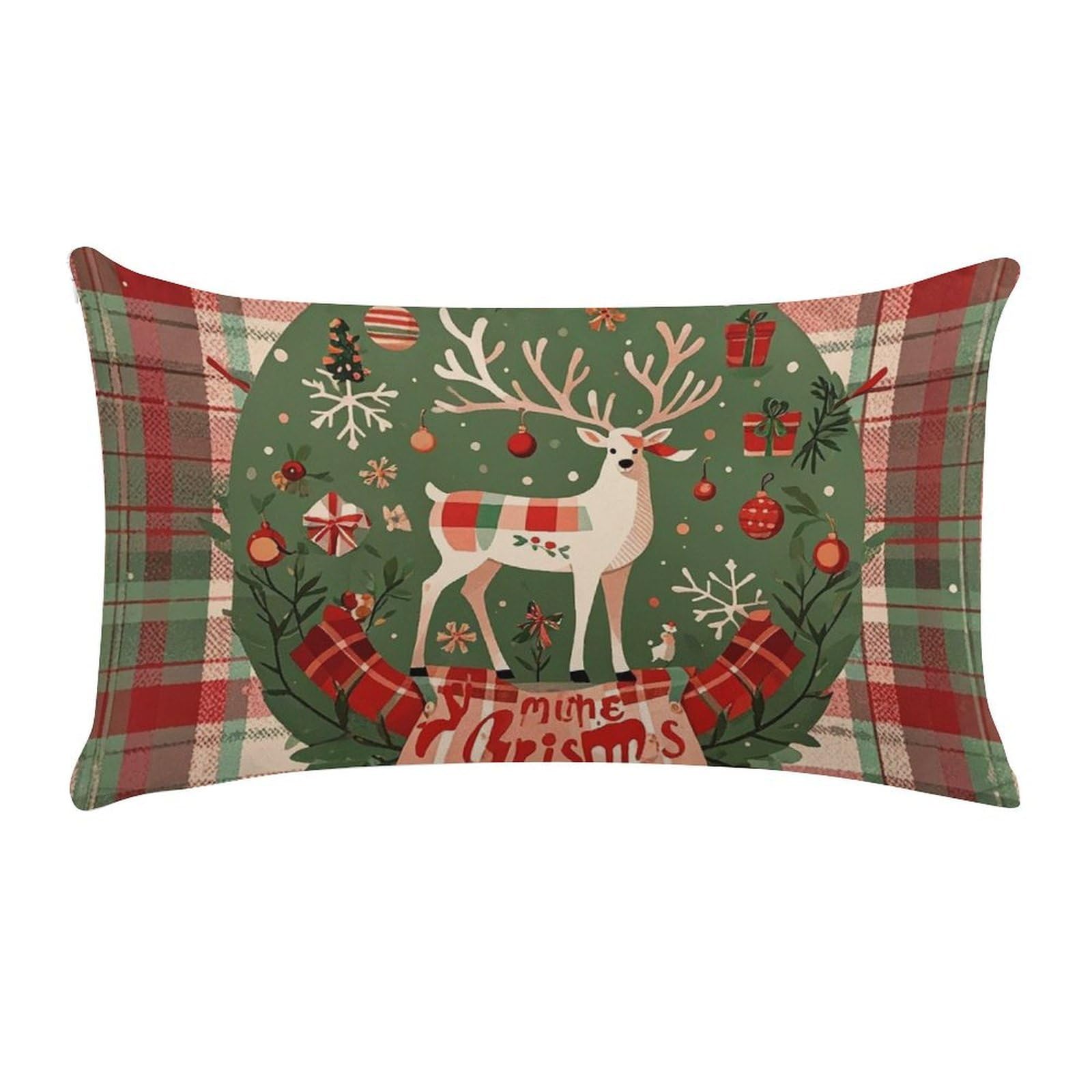 Vintage Woodgrain Christmas Wildlife Pillow Cases for Sofa, Super Soft Plush Pillow Cover with Zipper, Luxury Cozy Pillow Shams for All Seasons, Lightweight Pillowcases for Bedroom, 12" X 20"
