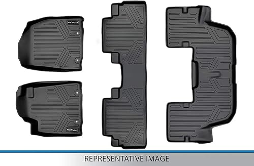 Miniatura 6 de SMARTLINER Juego de alfombrillas de 3 filas de ajuste personalizado compatible con Cadillac Escalade 2021-2025