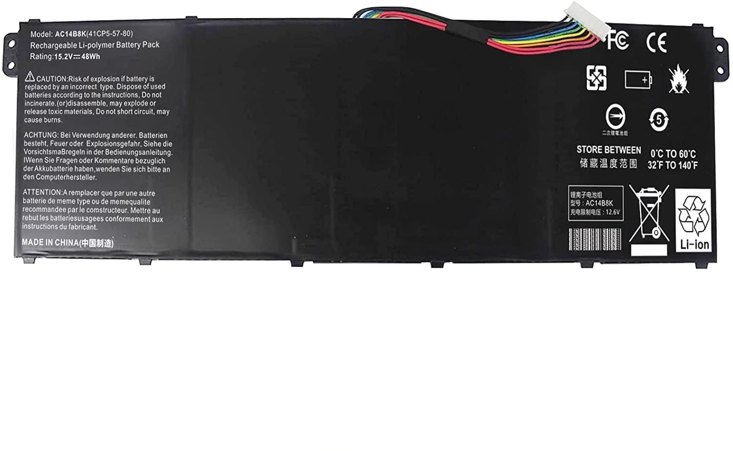 Laptrix AC14B8K Battery for Predator Compatible Helios 300 N17C1 PH315-51 PH315-52 G3-571 G3-572 N18Q13 Nitro 5 AN515 AN515-53 AN515-54 Aspire R5-471T R5-571T R5-571TG SF314-picture-20