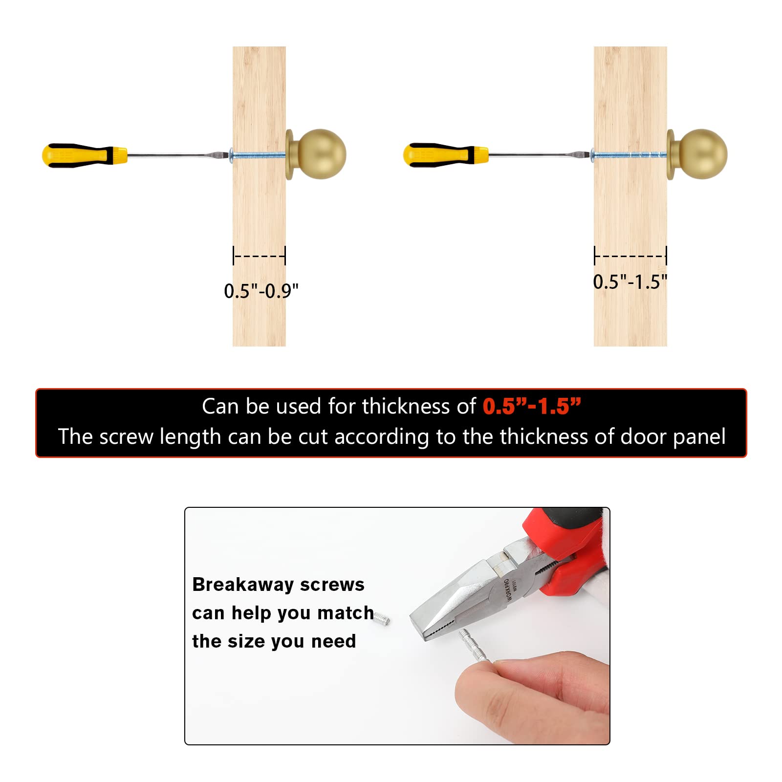 homdiy 10 Pack Brushed Brass Cabinet Knobs Dresser Knobs, Gold Cabinet Knobs Drawer Knobs Round Ball Gold Knobs Kitchen Cabinet Hardware Single Hole Door Knobs