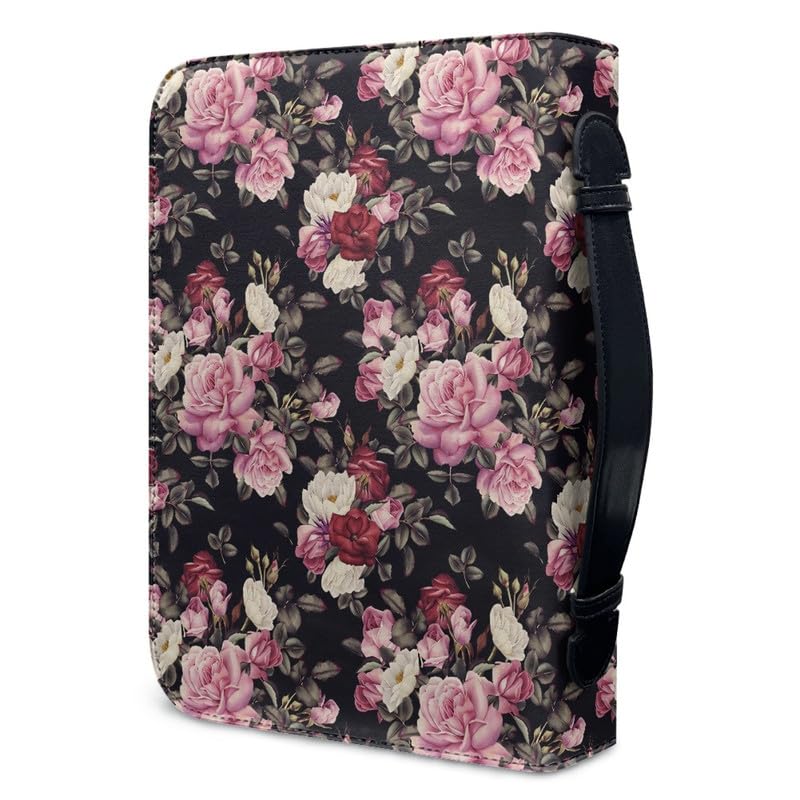 Garronmavis Peony Flowers Men-Bible Cover Peonies Painting Stylish Carrying Bag Retro Arts Church Study Book Carrier - M - Image 3