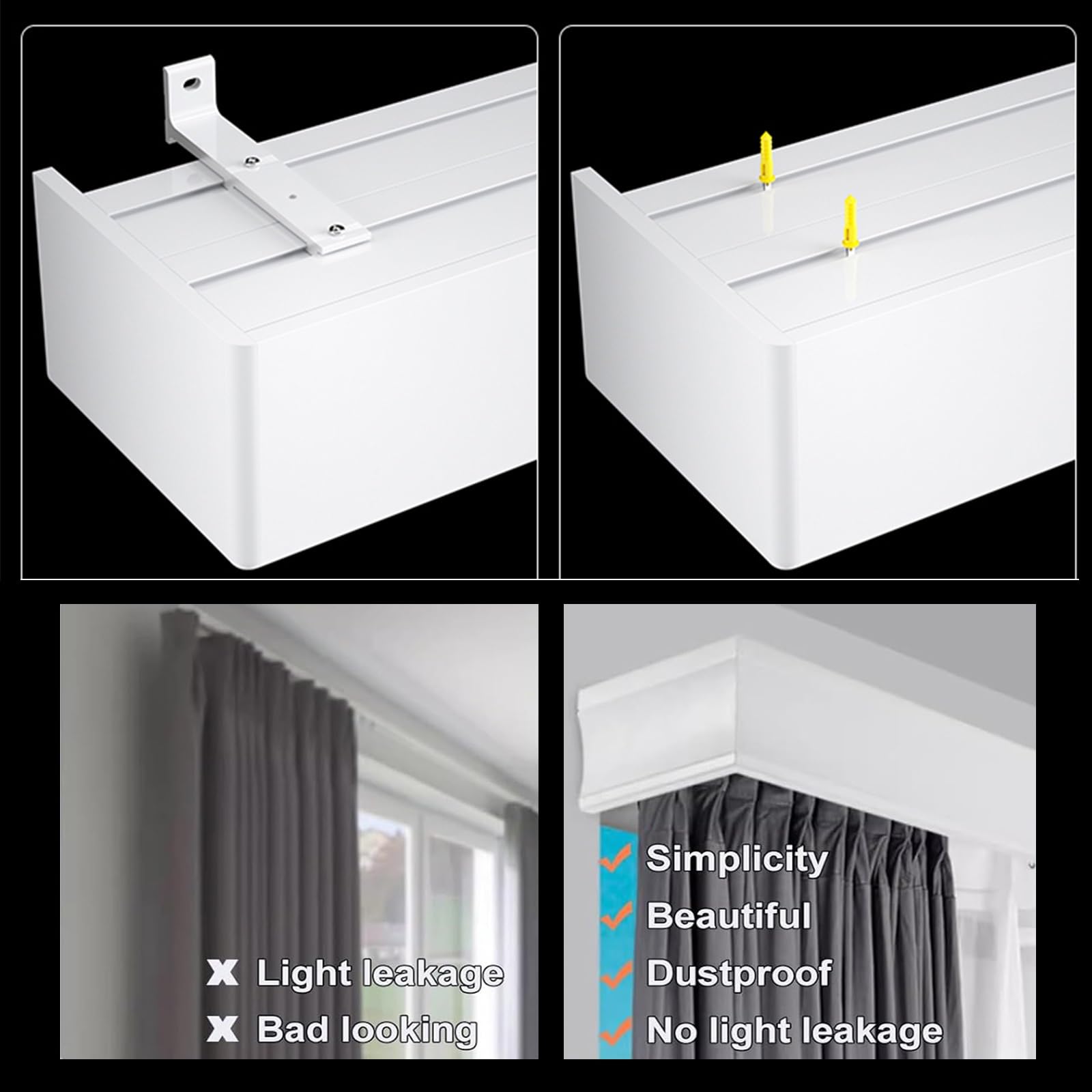 Cantonnière à fixation au plafond avec cantonnière double rail en métal pour séparateur de pièce, salon, chambre à coucher, 0,9 m, idéal pour hôtels, villas