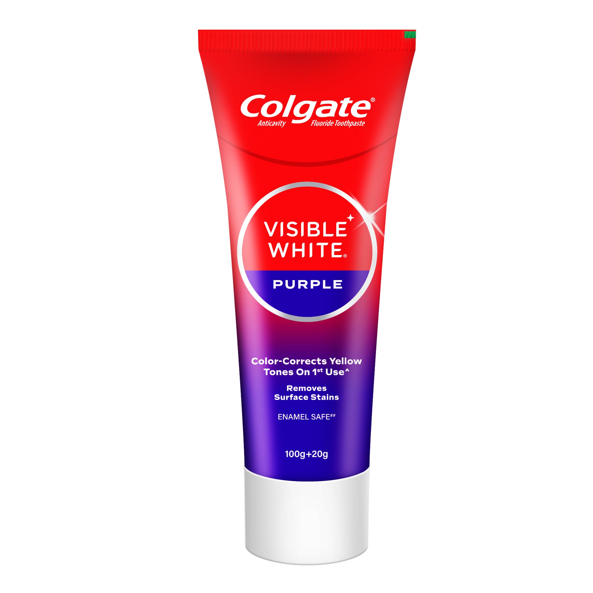 Visible White Purple Toothpaste for Teeth Whitening, Teeth Whitening Colgate Toothpaste with Fluoride, Tooth Paste Helps Remove Surface Stains, Whitens Yellow Teeth, Enamel-Safe for Daily Use