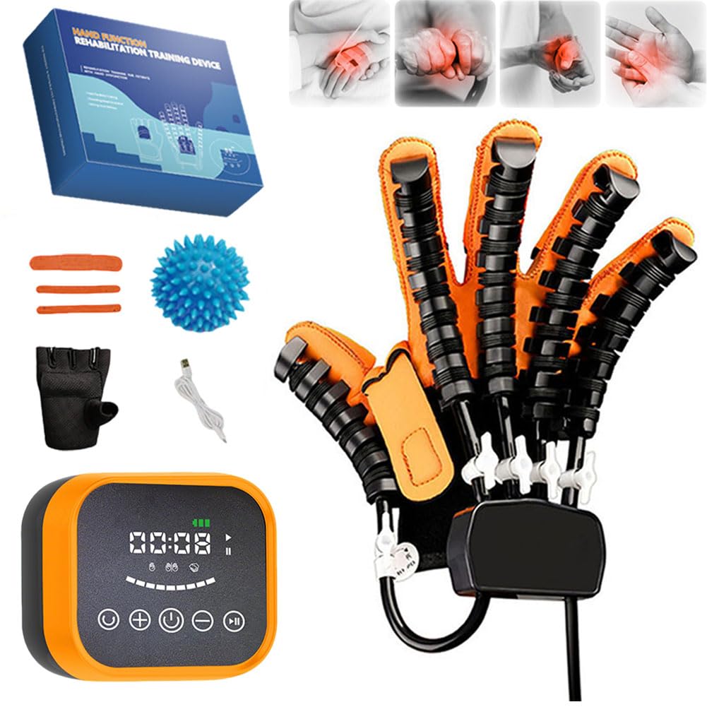 Rehabilitation Roboter Handschuhe,Hand- und Fingertherapiegerät - Pneumatischer Reha-Handschuh mit 3 Modi,Verbessert Greiffunktion bei Nervenschäden,Einfache Bedienung(Size:XXL,Color:rechte Hand)