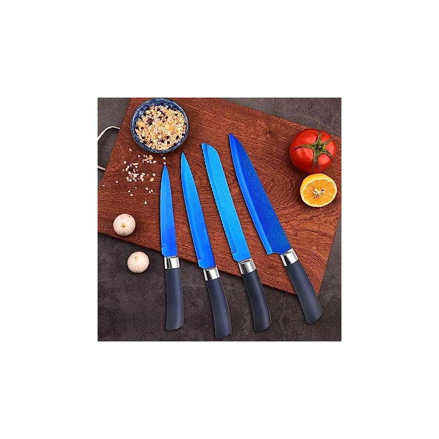 Knife-Set-Kitchen-Non-Stick-Knives-Set-with-Block-Thick-Blade-Cutlery-Knife-Block-Sets-with-Sharpener-6pcs-Steak-Knife-Shears-Chef-Sharp-Quality-Aluminum-Alloy-Block-Blue-Handle-and-Blade Knife Set, Kitchen Non Stick Knives Set with Block Thick Blade Cutlery Knife Block Sets with Sharpener 6pcs Steak Knife Shears Chef Sharp Quality Aluminum Alloy Block Blue Handle and Blade