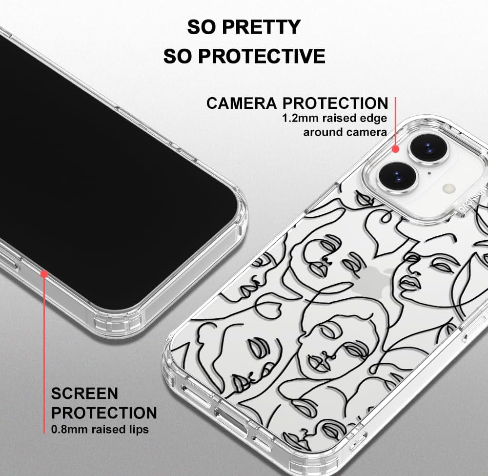 MOSNOVO for iPhone 17 Case | Military Grade 6.6ft Drop Tested | Camera Control | Clear with Abstract Face Line Art Design - Image 4