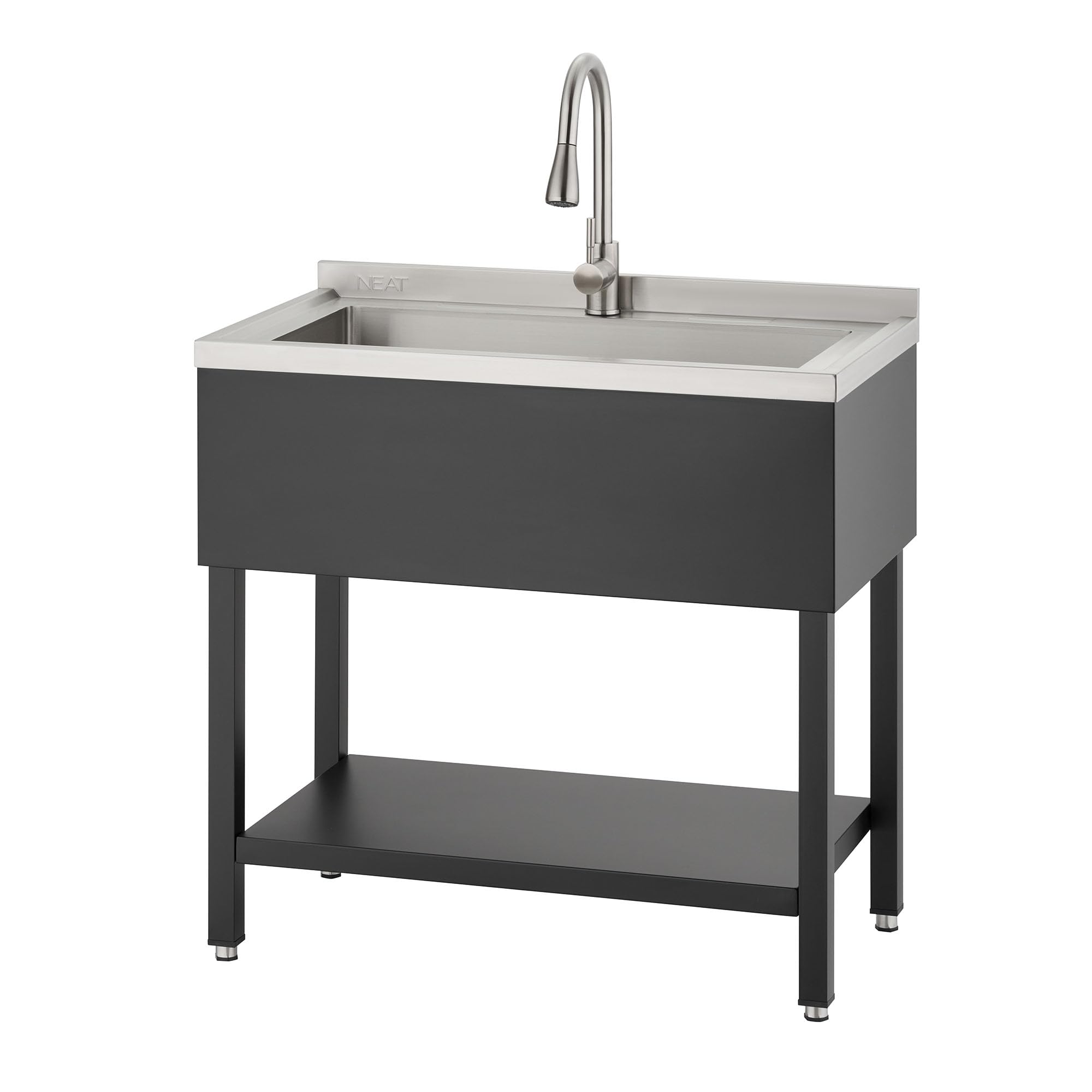 36" NSF Stainless Steel Utility Sink w Faucet, Black