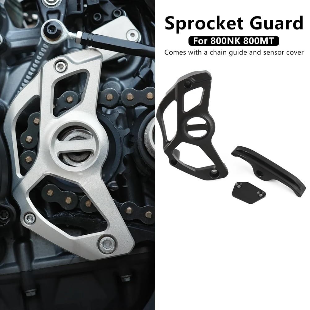 Protector cadena Moto Cadena Protector Ajuste Para Cfmoto 800MT 800NK Protector De Piñón De Motocicleta Cubierta De Sensor Protector De Cadena | Silvery A SET