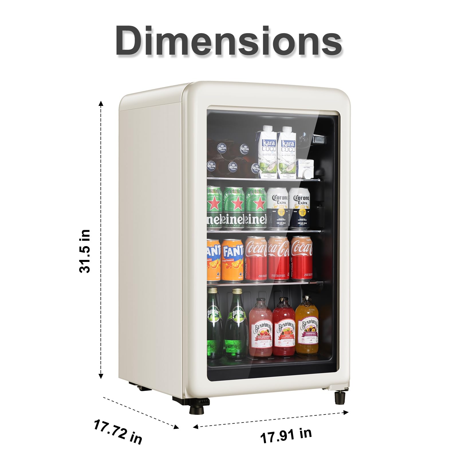 HAILANG+more Retro Beverage Refrigerator, 3.2 Cu.Ft Mini Fridge with Glass Door, Vintage Freestanding Drink Cooler for Office, Bar, Home, Adjustable Shelving, Adjustable Thermostat (White) on Fridge.com