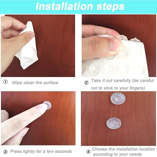 Miniatura 5 de Paquete combinado de 300 almohadillas adhesivas transparentes, 3 tamaños, redondas, autoadhesivas, amortiguadoras de sonido, almohadillas de goma