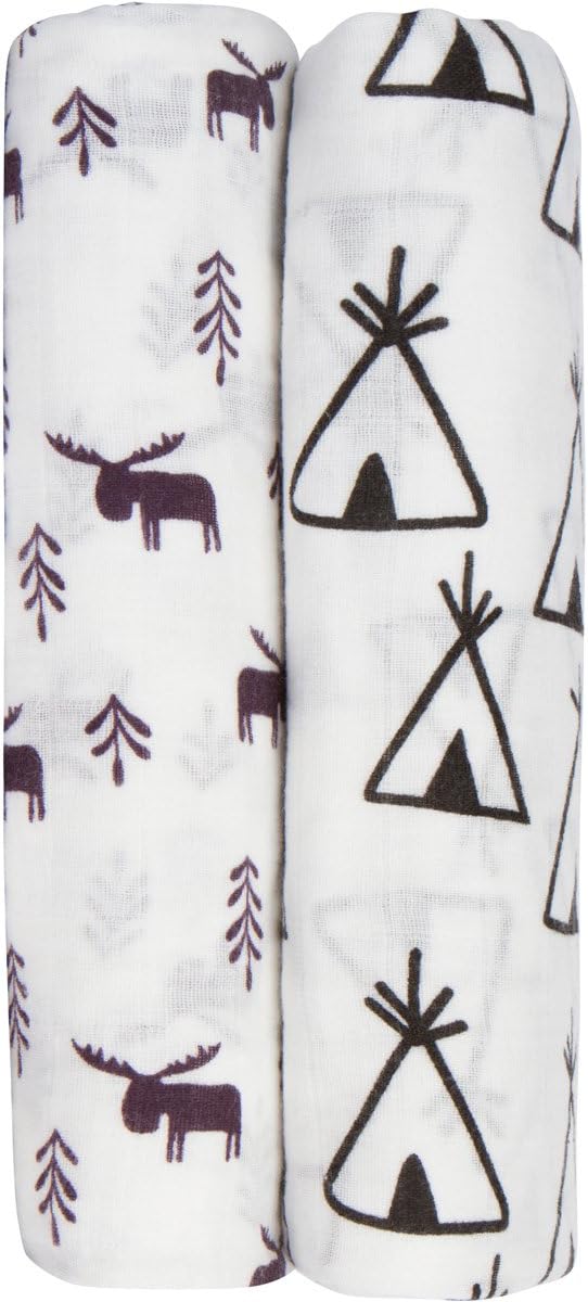 Alofa Pepe Muslin Swaddle Blankets for Baby Boys and Girls - Large 47 by 47 Inches - 2 Pack