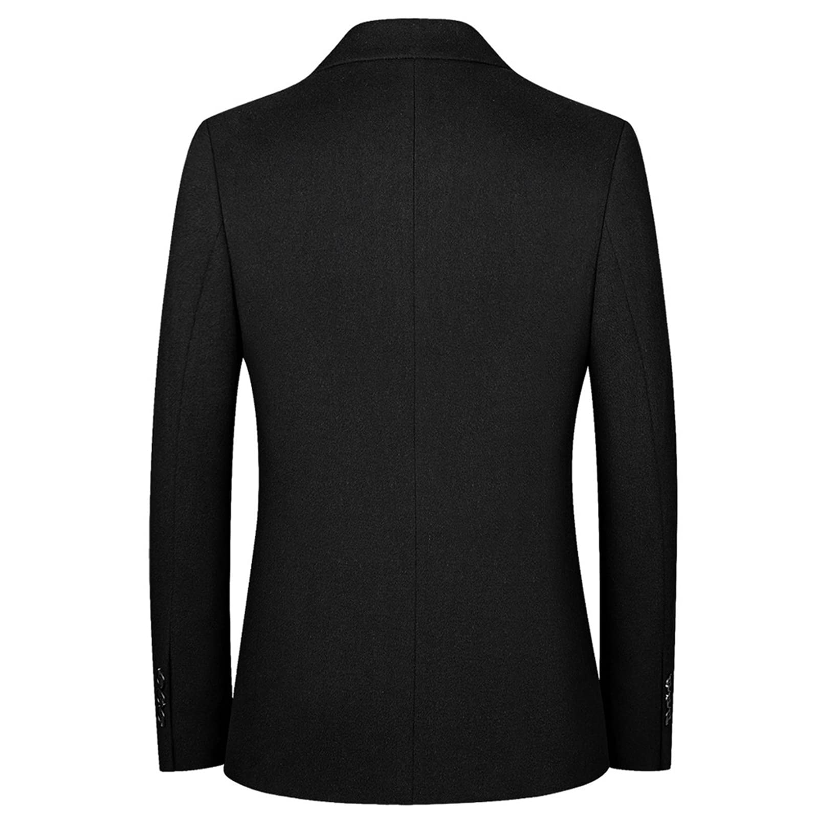 Men's Casual Wool Blend Sport Coat Vintage Slim Fit 2 Button Suit Jackets Single Breasted Blazer Overcoats (Black,Medium)
