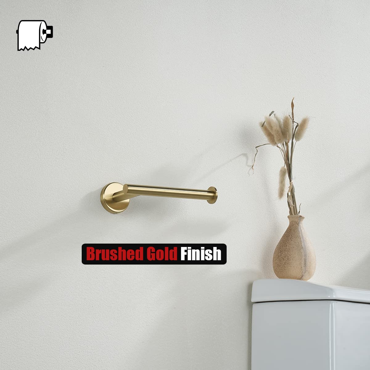 JQK Toilet Paper Storage Stand - White Gold Brushed Stainless Steel Holder For Bathroom (Holds 3 Rolls, 390x150x150mm)