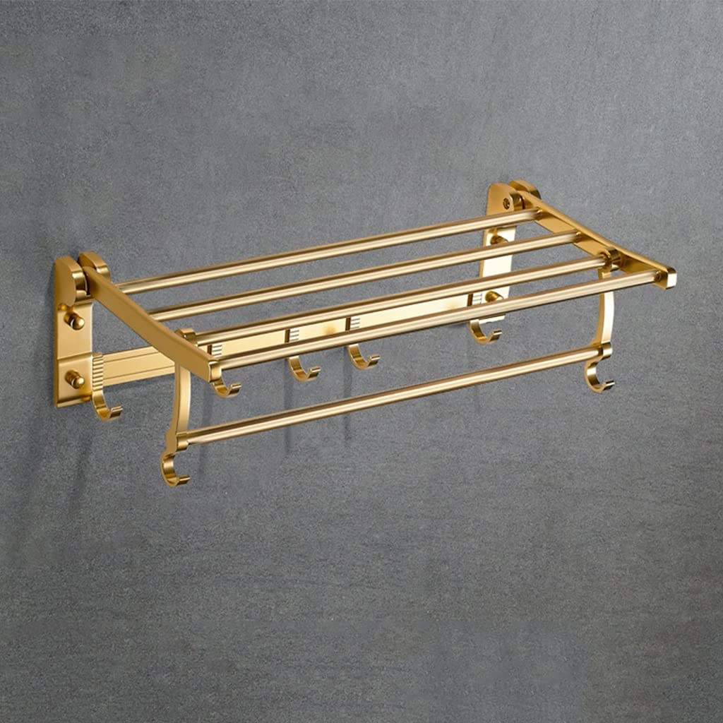 Porte-serviettes de salle de bain en aluminium doré 50cm, étagère murale chic