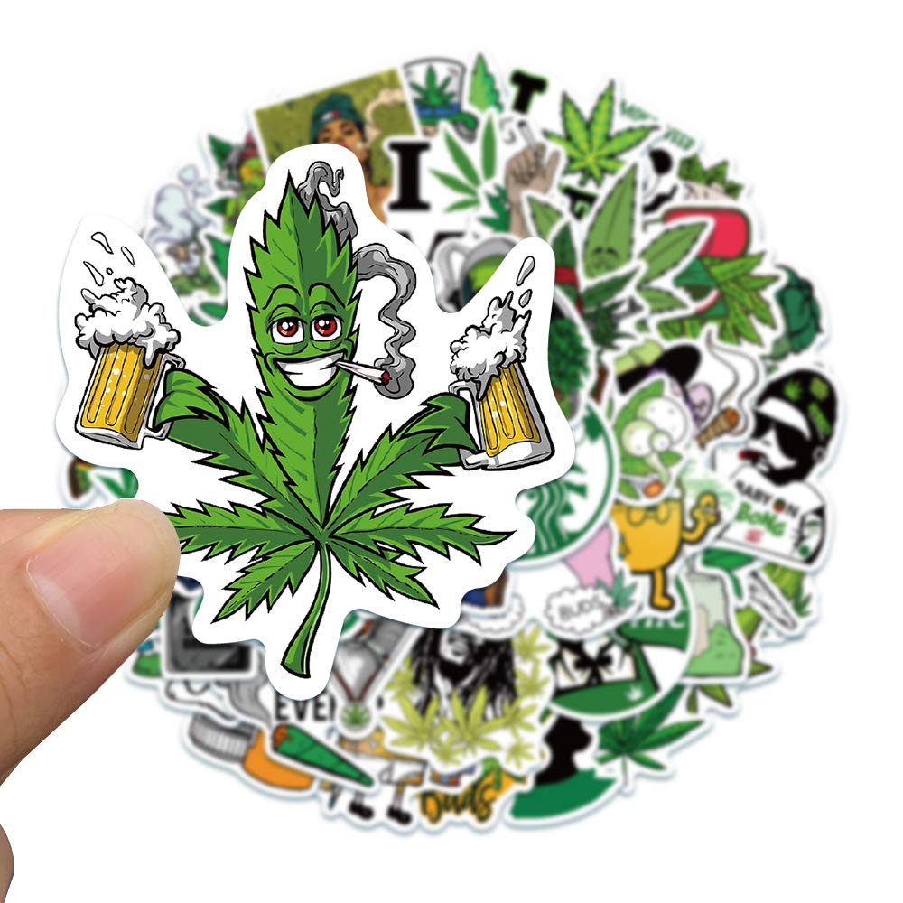 MTOP Weed Stickers, 50pcs Adults Vinyl Waterproof Stickers for Laptop