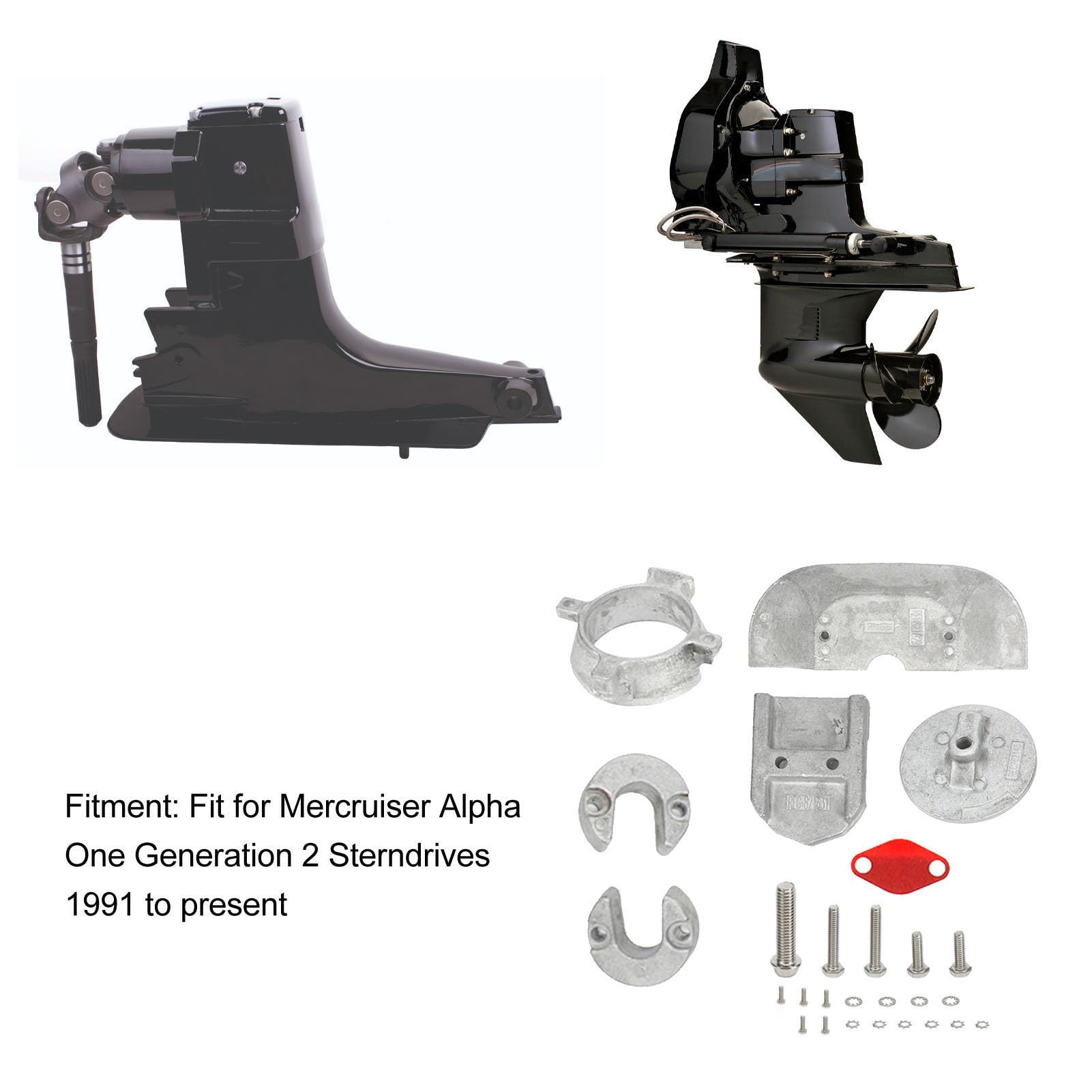Pssopp Kit Anodi in Alluminio per Mercruiser One Gen 2, Lega di Alluminio di Grado Marino, Protegge il Motore Dalla Corrosione, Ideale per la Manutenzione delle Barche in Acqua Salata