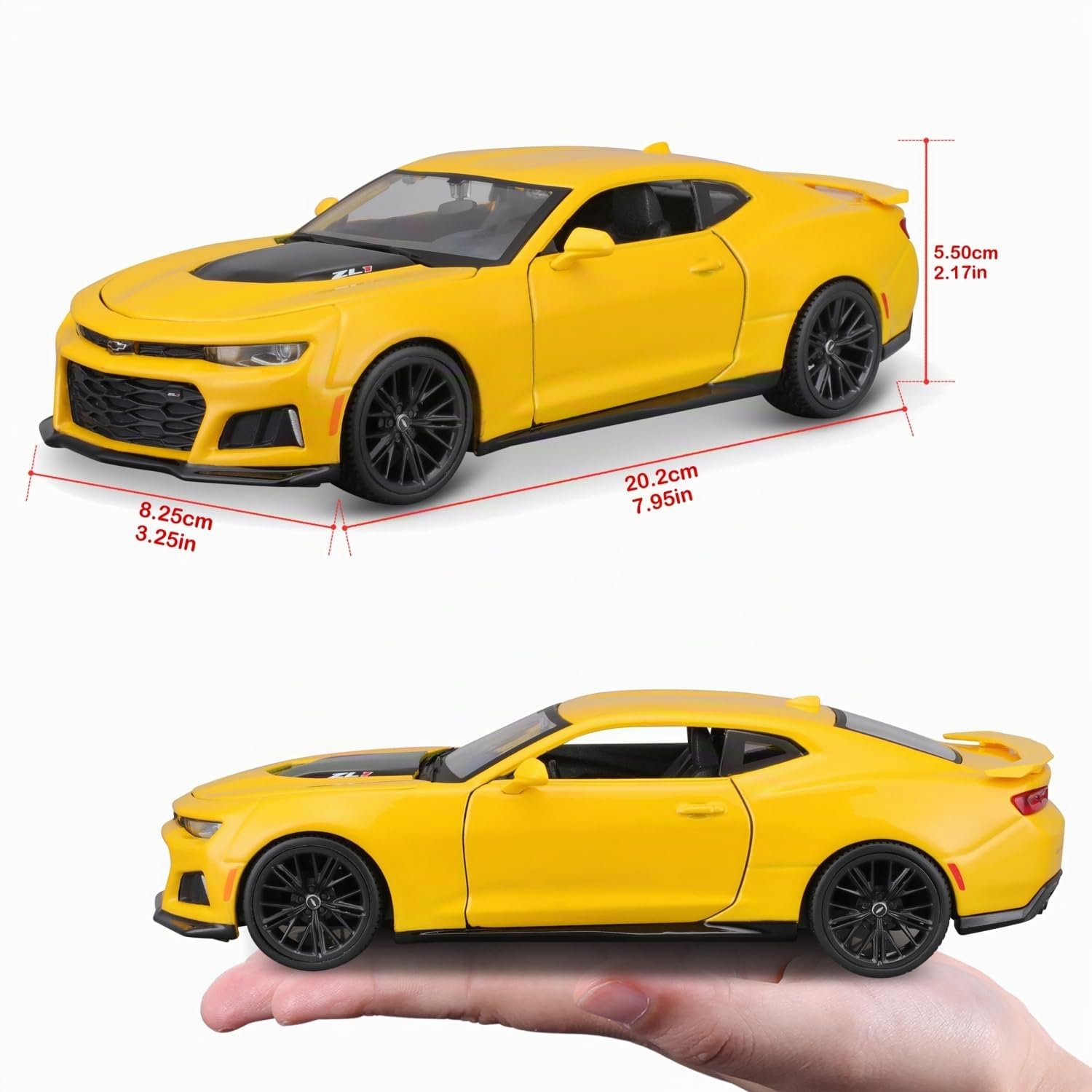 Maisto Chevrolet Camaro ZL1 (2017): Modelo de Coche a Escala 1:24, Puertas móviles, Amarillo (531512Y)