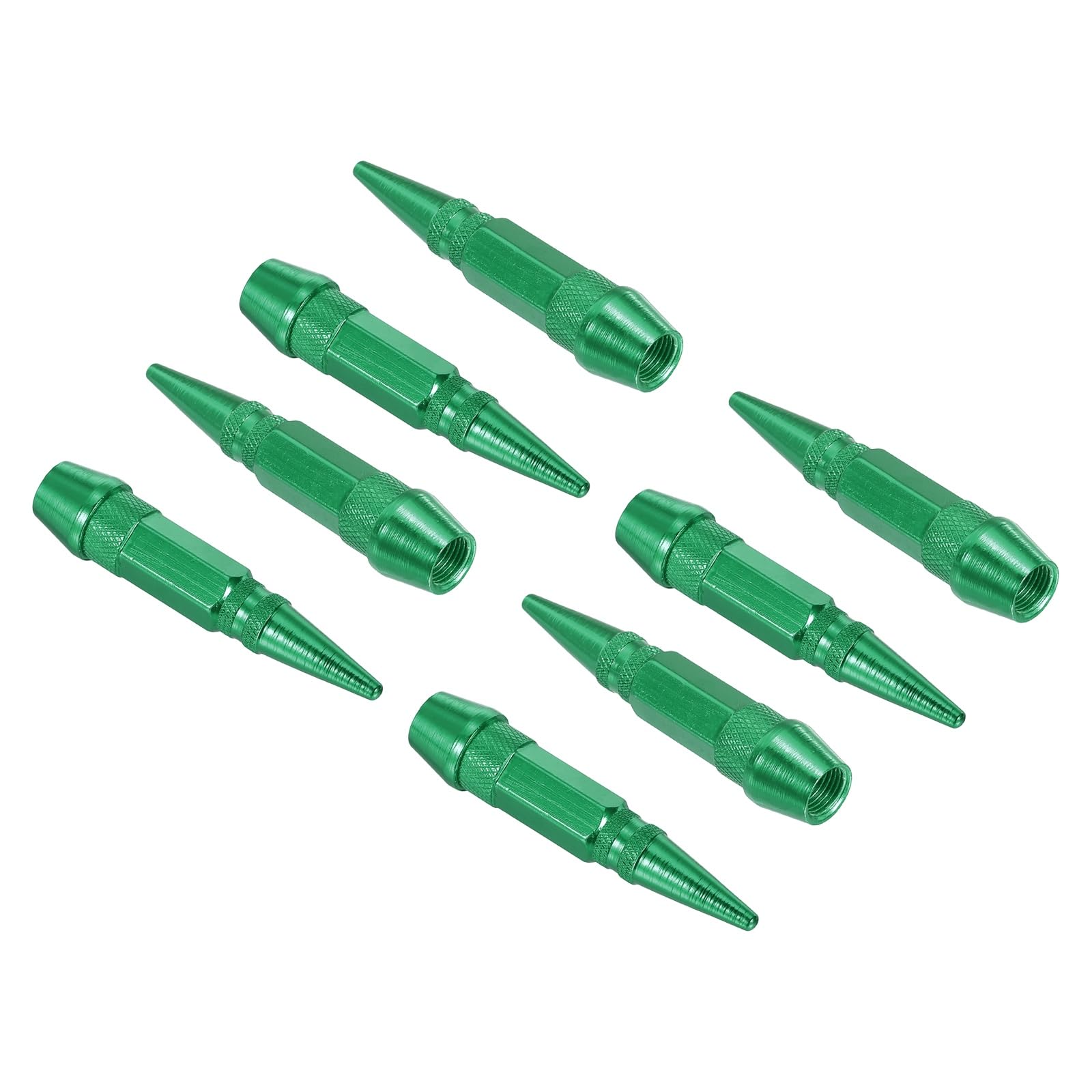 PATIKIL Spiked Shape Tire Valve Stem Caps 60mm, 8 Pcs Aluminum Alloy Car Wheel Valve Cap Universal Dustproof Tire Valve Covers for Car Bike Motorcycle Truck, Green