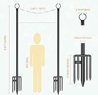 Vista 4 de Postes de cadena de luces para cadena de luces al aire libre – Postes de luz de metal de 9 pies con ganchos para luces de cadena, accesorios