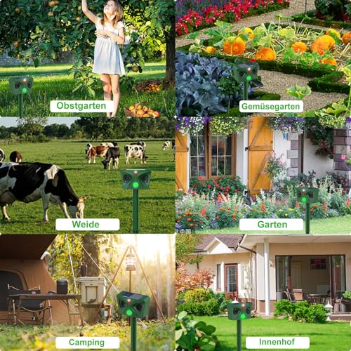 5 Modi Katzenschreck Ultraschall, Katzenschreck für Garten mit LED-Blitz und PIR-Bewegungssensor, Katzenabwehr Solar Ultraschall Tiervertreiber, Katzenabwehr Garten, Abwehrmittel für Haustiere