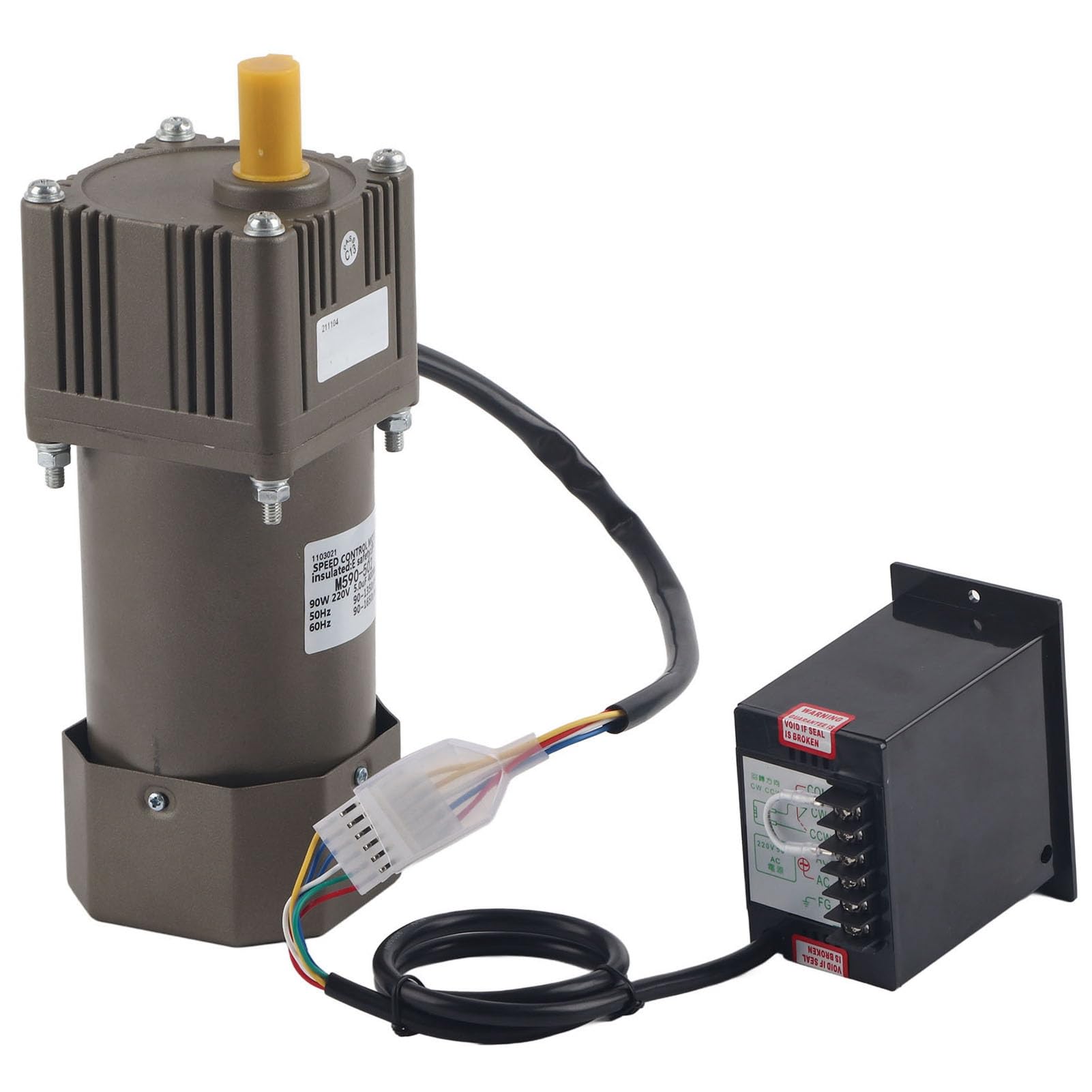 AC 220V 90W Motor mit einstellbarer Drehzahl Stufenlos regelbarer Frequenzumrichtermotor mit Getrieberegler und Halterung (20K)