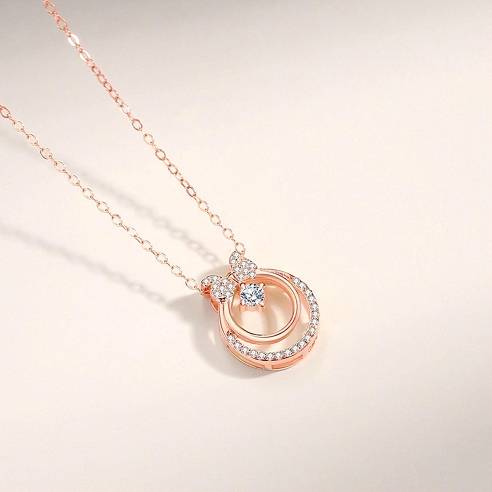 Naszyjnik damski z wisiorkiem w kolorze czerwonego złota 750 585 375, zawieszka charms węzeł z Moissanite czerwone złoto łańcuszek damski 45 cm bez niklu