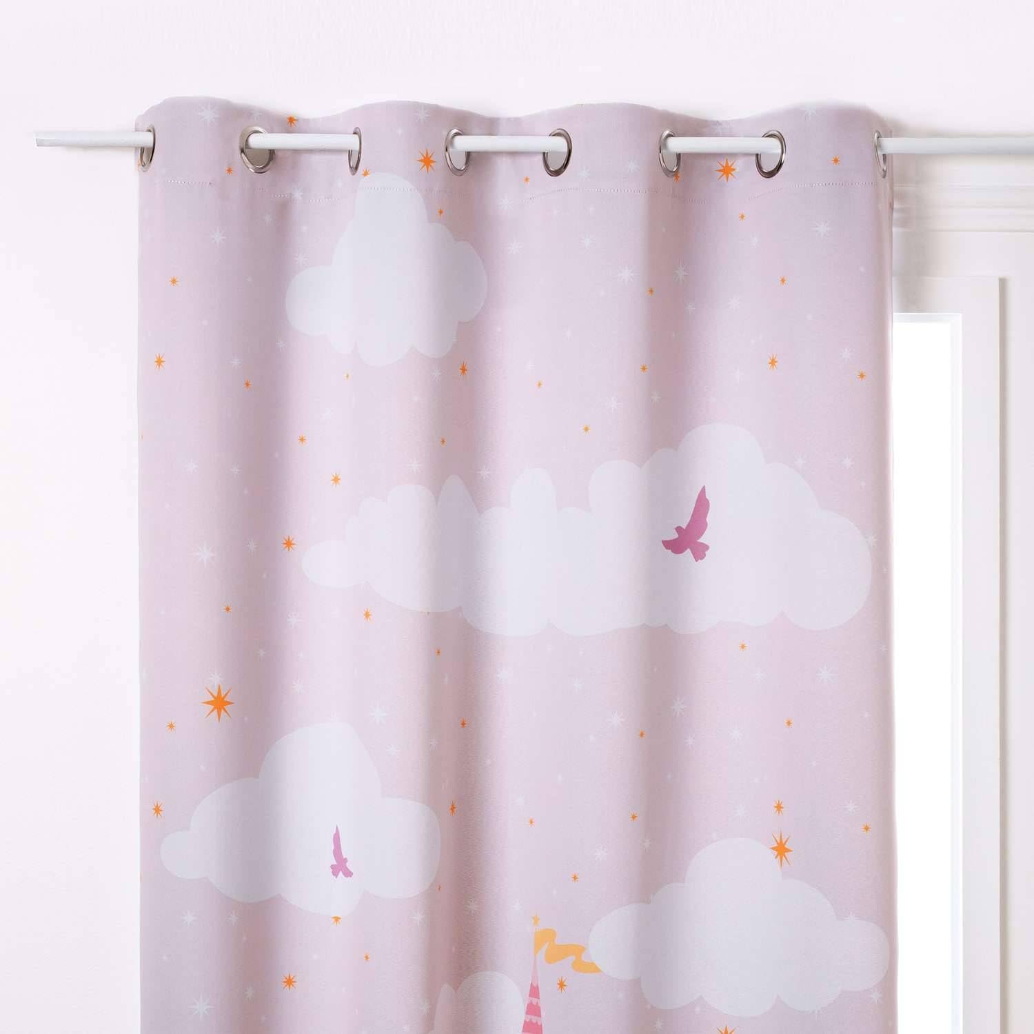 Atmosphera Kids Rideau occultant Enfant Château 135 x 260 cm Rose