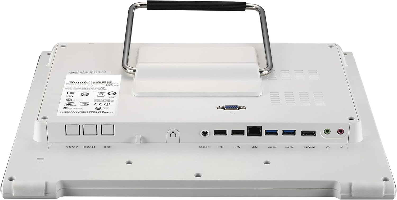 Shuttle XPC AIO X50V8W White Embedded Intel Celeron 5205U All-in-One Barebone PC, Fanless, IP54 Certified, VESA Compatible, No RAM, No HDD/SSD, No OS, Black (X50V8 White)