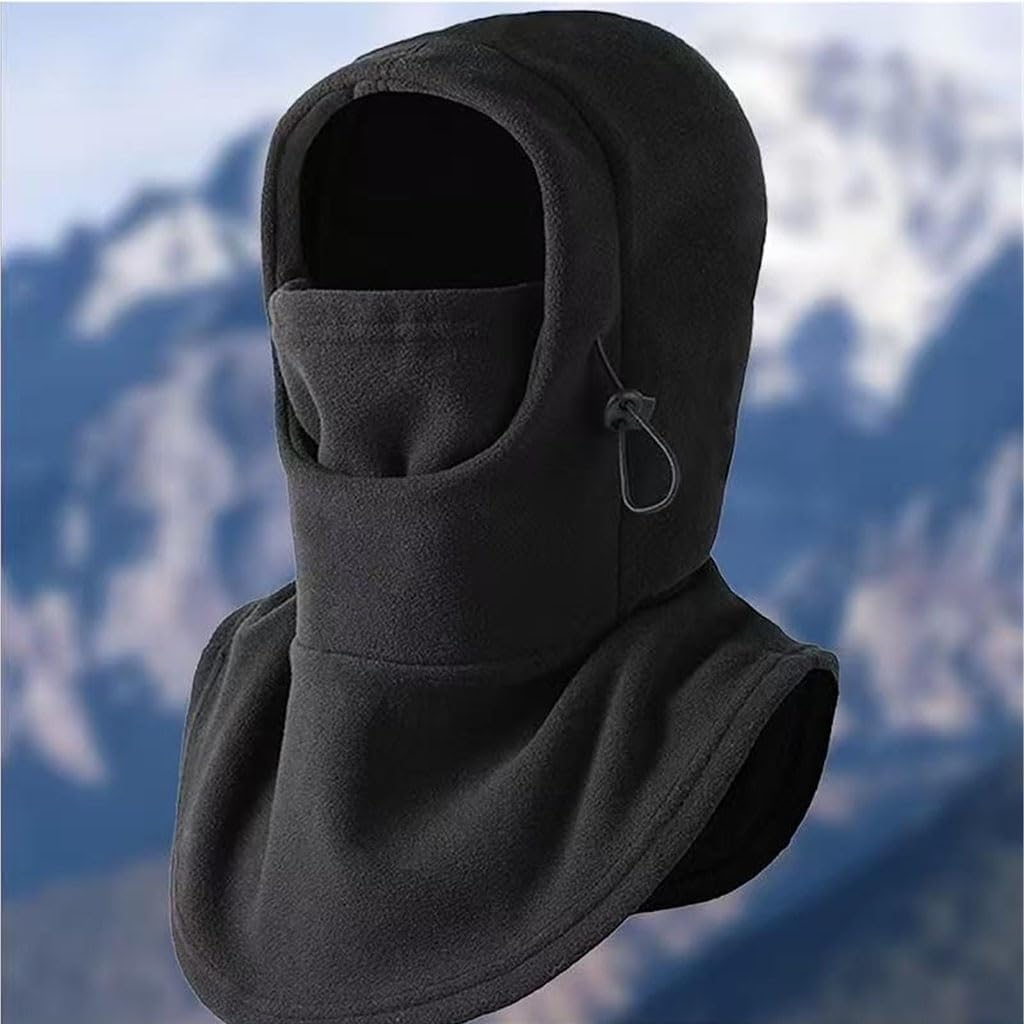 フリースバラクラバスキーマスク冬用フェイスマスクレディースメンズ防風帽子とスカーフセットアウトドア用