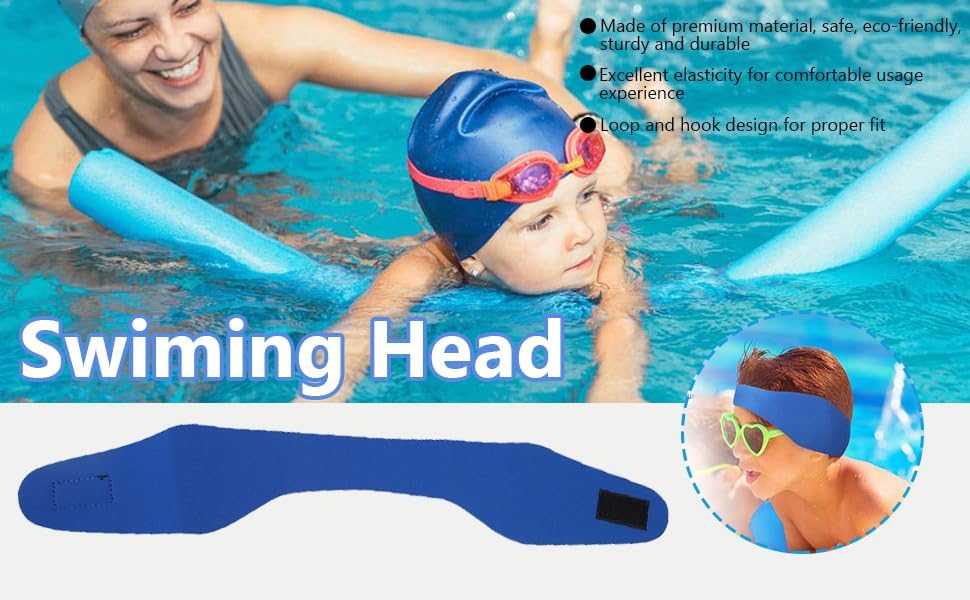 Miniatura 8 de VGEBY Diadema de natación, banda elástica ajustable para los oídos, impermeable, tapones para los oídos para niños y adultos (L-azul) protector de