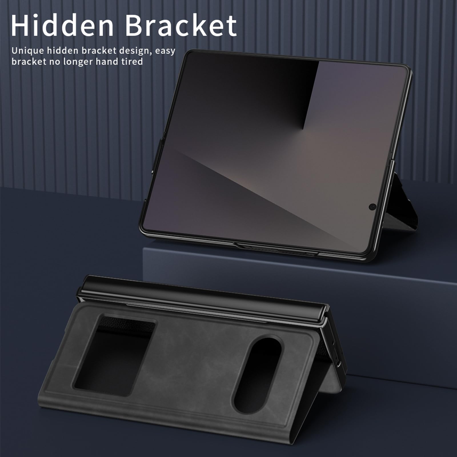 Funda con Tapa For Samsung Galaxy Z Fold 8 Ultra, Funda De Piel De Lujo Ligera con Función Atril, Cierre Magnético, Ventana De Visualización(Black)