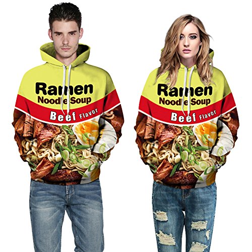 ZUEVI Men's Unisex Novelty 3D Printed Pullover Hoodies Sweatshirt with Pockets(BEEF-M)