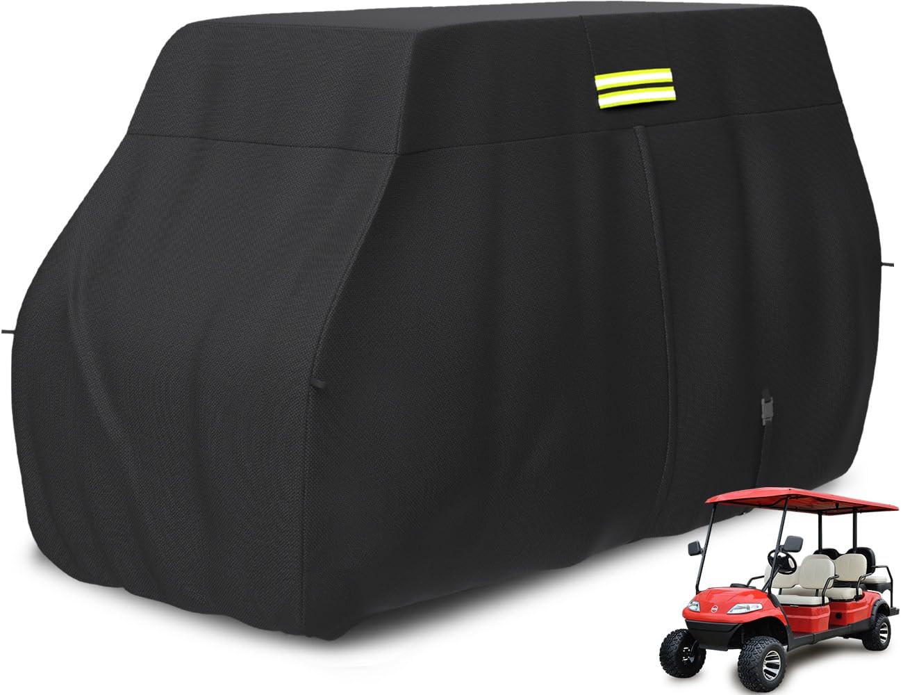moveland 6 Passenger Heavy Duty Golf Cart Cover, 100% 600D Waterproof Golf Cart Storage Cover Universal Fits for Most 6 Passenger EZGO, Club Car, Yamaha Golf (Fits with Lift Kit)