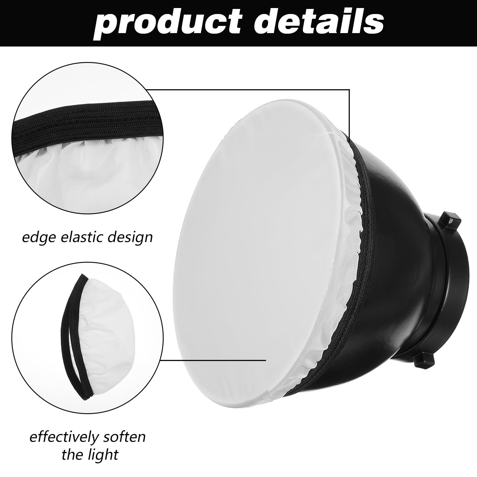 Lot de 4 diffuseurs de lumière - 18 cm - Blanc - Doux - Réflecteur pour studio stroboscopique - Réflecteur standard