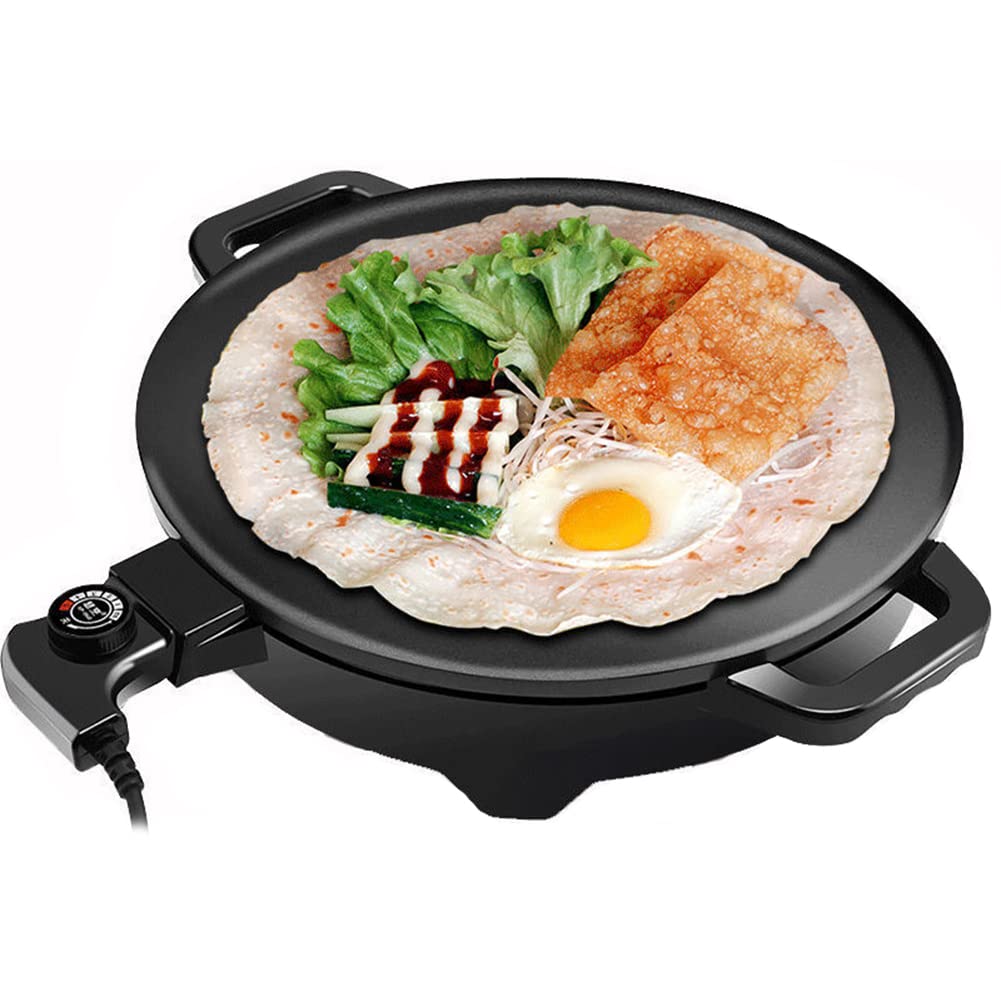 MYUYEE Flat-Bottomed Electric Baking Pan, Multi-Function Household Electric Pancake Crepe Maker, Non-Stick Electric Baking Pan with Flat-Bottomed Barbecue