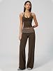 Conjunto Deportivo para Mujer de 2 Piezas con Top Halter a Rayas y Pantalón de Yoga de Pierna Ancha de Cintura Alta para Pilates 3