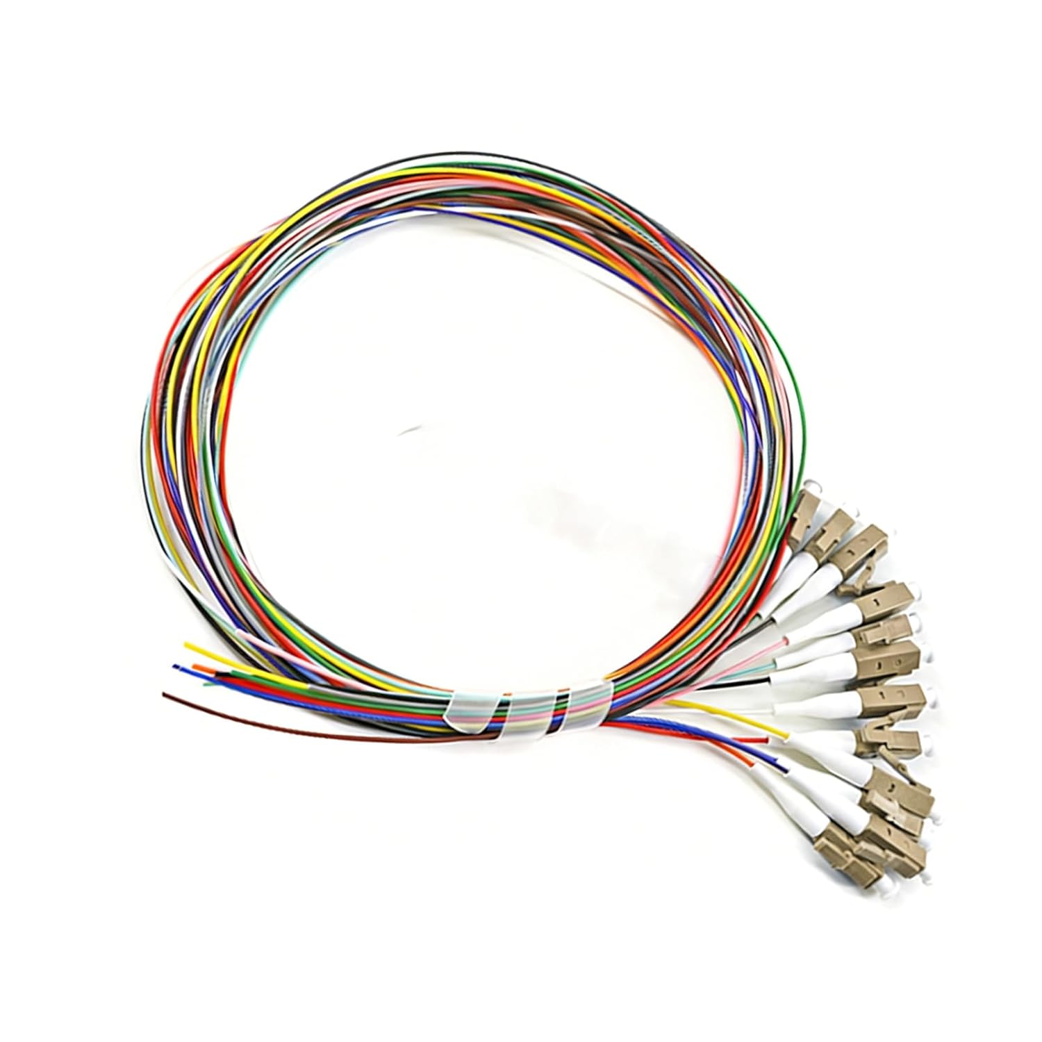 LC/UPC OM3 Fiber Optical Pigtail, 0.9mm 12 Color LSZH Optical Cable, 10G 50/125µm Fiber Core, Compatible with OM1/OM2, 1.5M 1 Pack