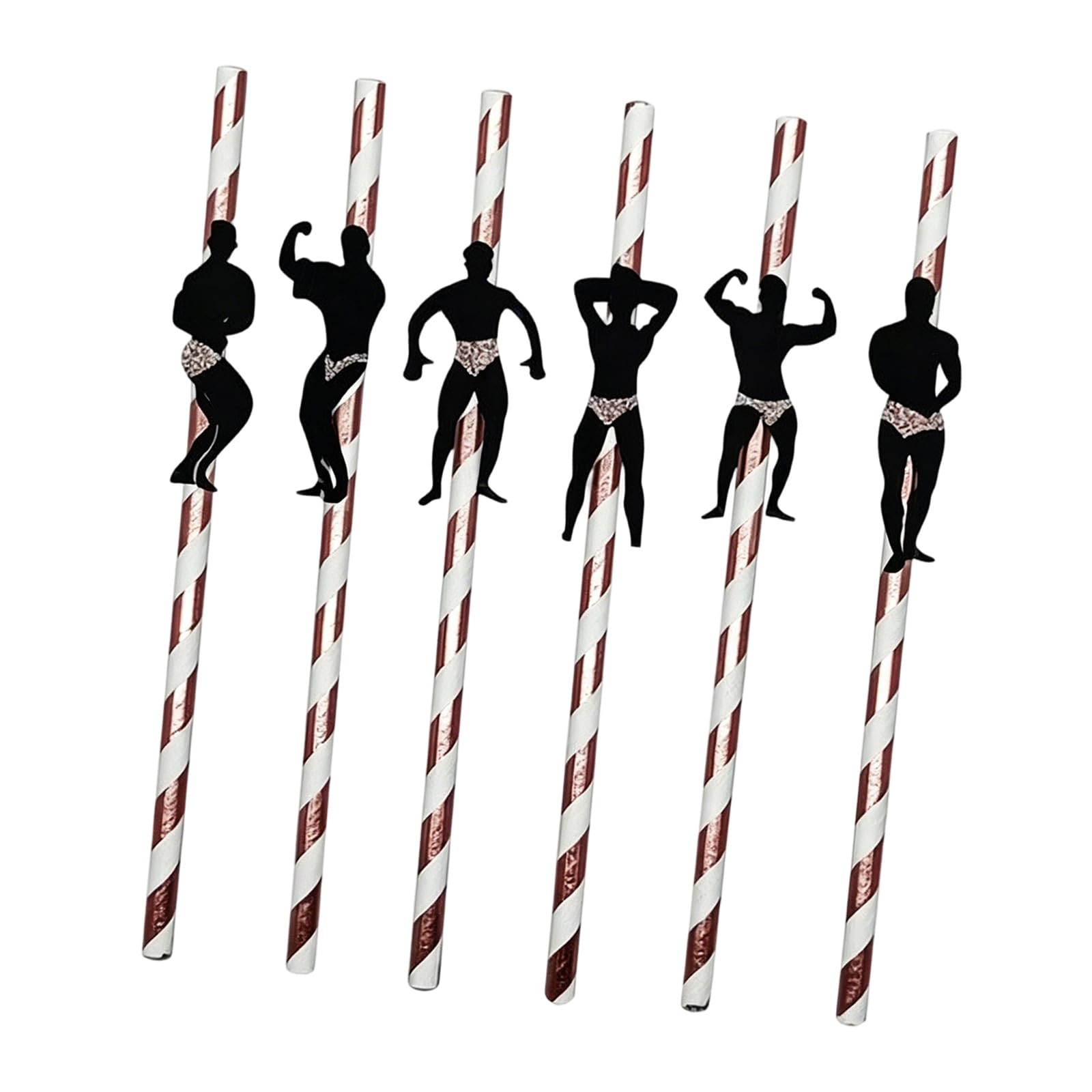Shntig D Bodybuilder Party Straws 6 Piece Paper Rink Ecoration Set With Figure Cutout Accents For Cocktail Party Tables Bodybuilder Straws Paper Rink Ecoration Figure Cocktail Mocktail Cup Ecor Novelty