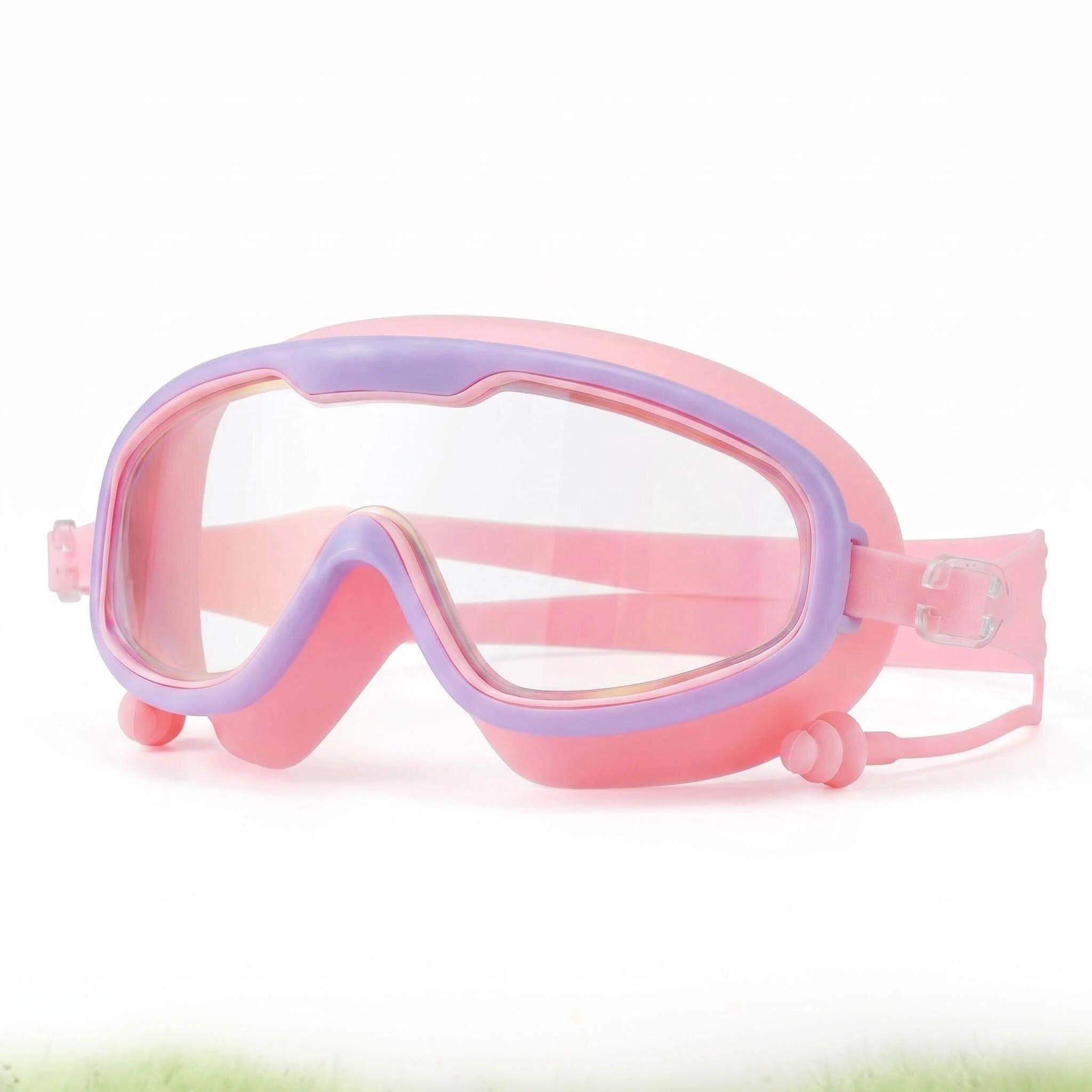 Enjoyaa Kids Swimming Goggles,Swim Goggles with Earplugs& Nose Clip Wide View No Leakage Anti-Fog UV Protection for 3-15 Years Boys Girls,with Storage Box (pink)