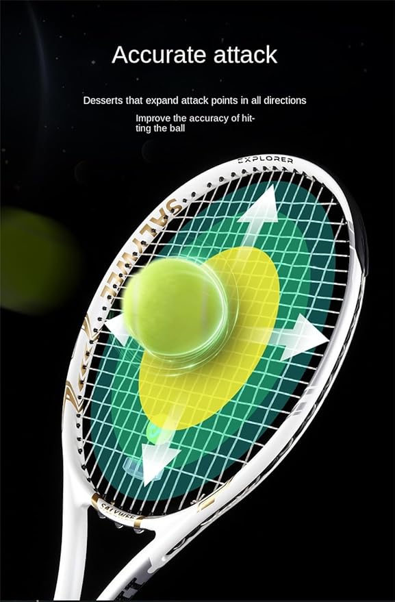 Raqueta de Tenis Adultos Fibra de Carbono, Pre-Encordada y Regrip miniatura 4