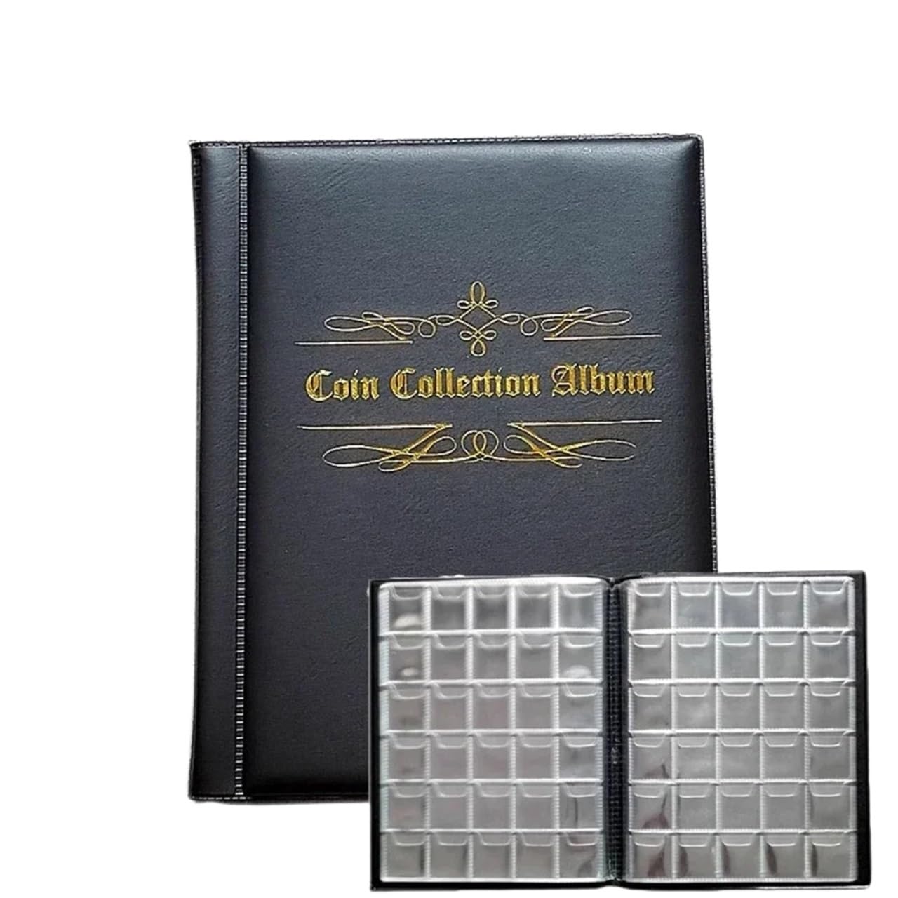 QuxetlRyz Coin Collection Album 480 Coin Collectible Organizer Memorial Album Collector's Book Convenient Storage Display for Collectors(Black)