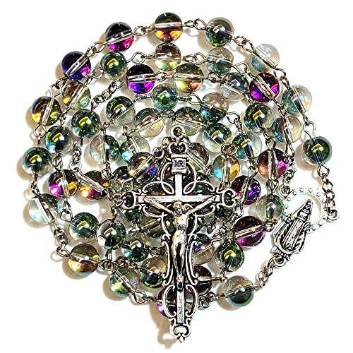 GeekTenet Rosary Beads Chaplet Dazzle Artificial Crystal Glass Rosery Cross Catholic gifts (Multi)