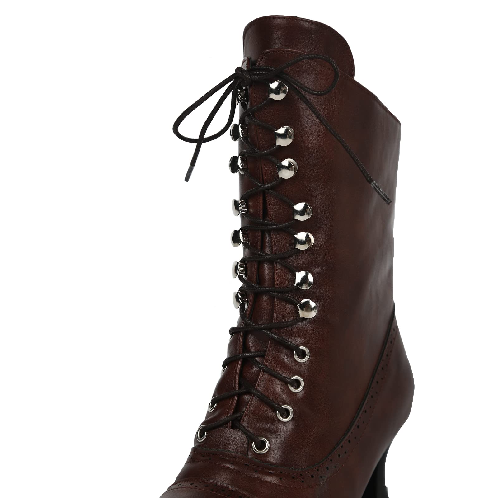 SOOUICKER Stivaletti da donna con lacci, stile gotico steampunk, da donna, con tacco