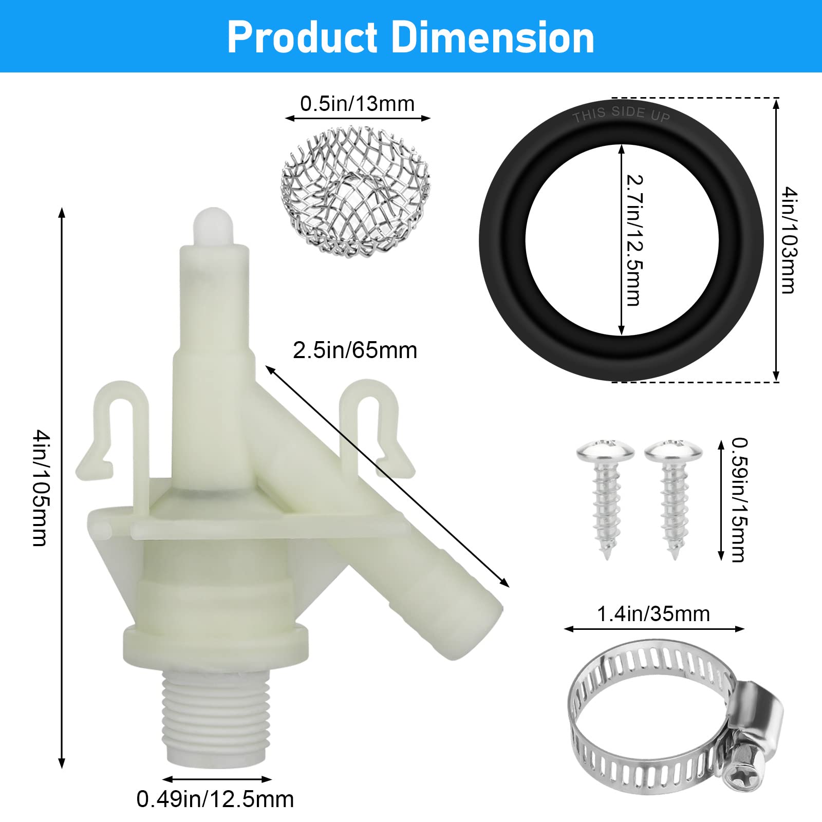 2-Pack RV Toilet Water Valve Replacement Kit – Fits Dometic 300, 301, 310, 311, 320, 321 Series Pedal-Flush Toilets