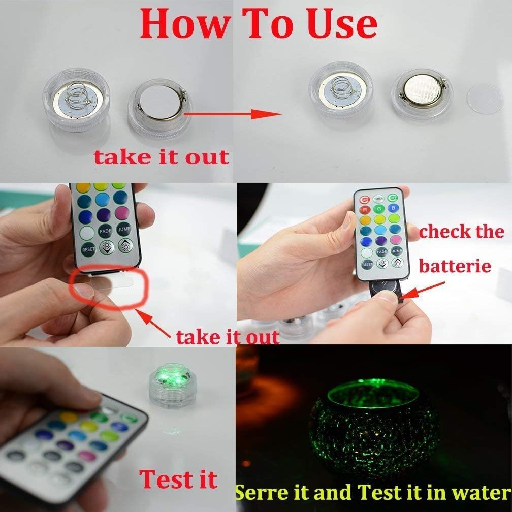 Anziner 12 Pack Submersible LED Tea Lights with Remote and Timer,Mini led Lights Waterproof RGB Underwater Led Pool Lights with Remote for Vase,Fishtank,Wedding,Party - Image 2