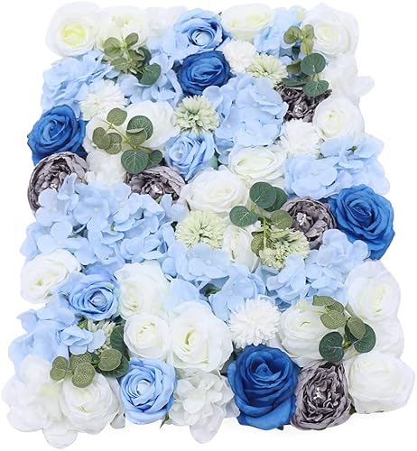 6 paneles de pared de flores artificiales, paneles de pared realistas, flores falsas, paneles de pared de fondo de flores reciclables, pared de