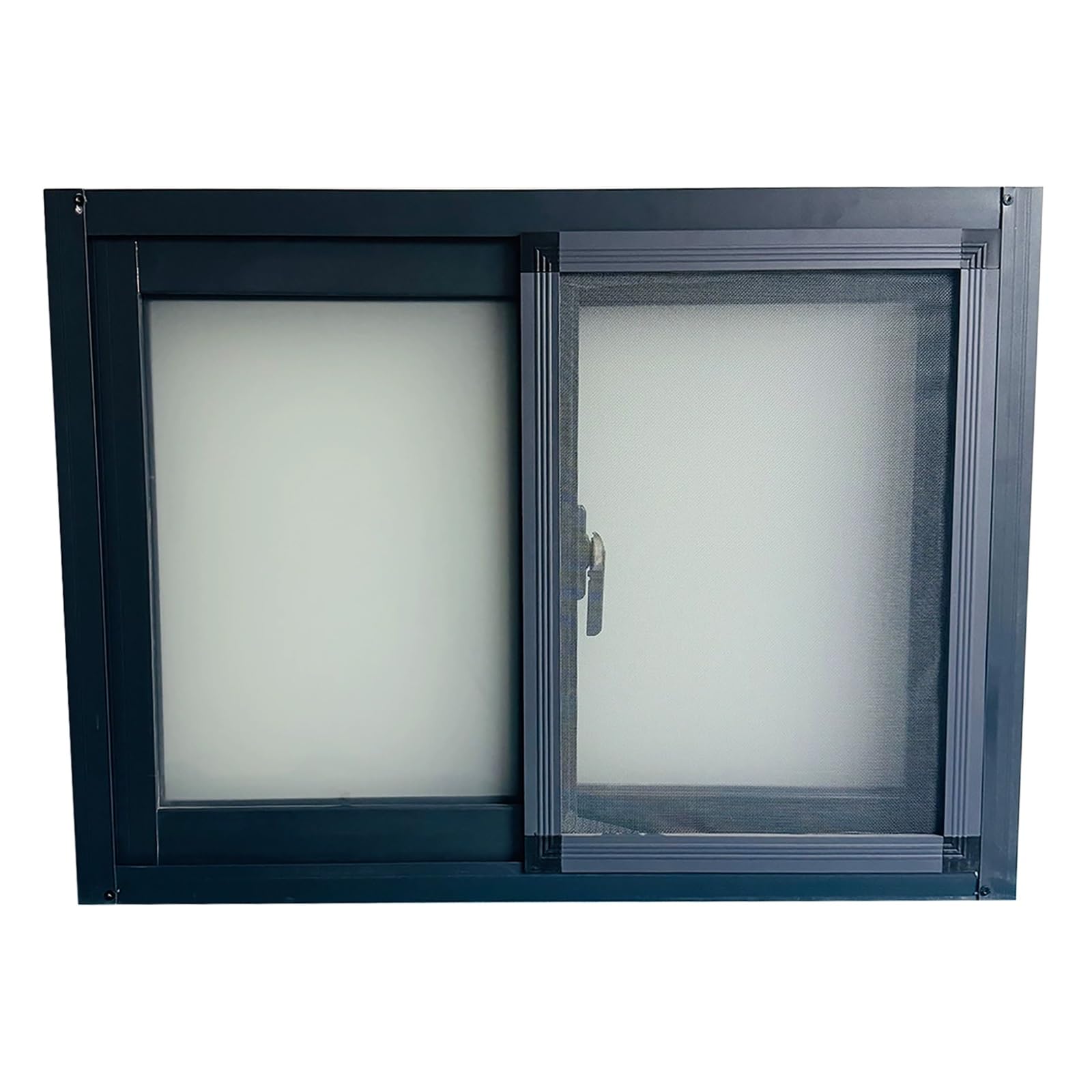 THNSAWX Basement Window with Screen, Home Replacement Sliding Windows, Aluminum Horizontal Slider Shed Window, for Houses Bathroom Kitchen(H60xW60cm/H23.6xW23.6in)